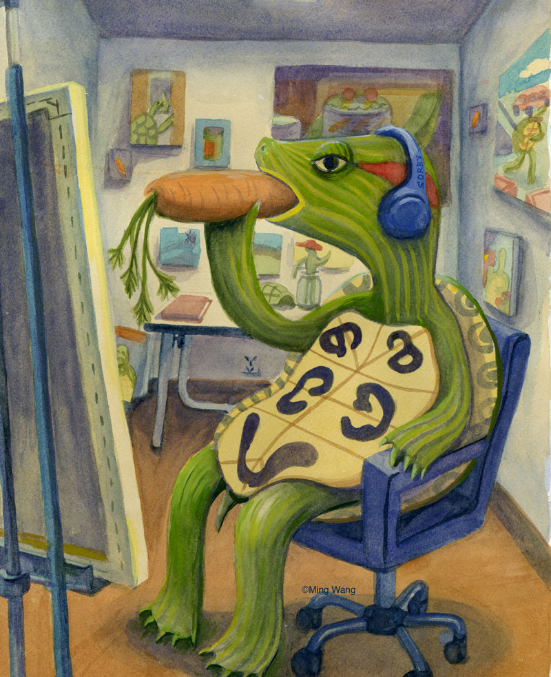 turtle artist in studio